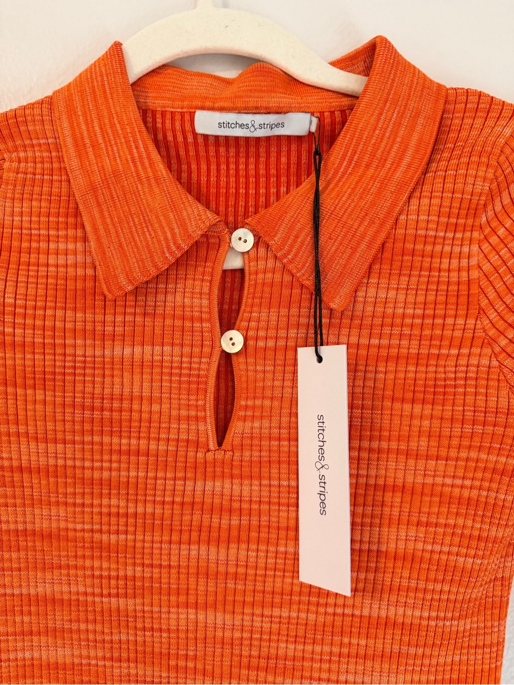 Free Orange Ribbed Polo Top - Picture 2 of 2